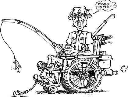 Adaptive Wheelchair Fishing Cartoon