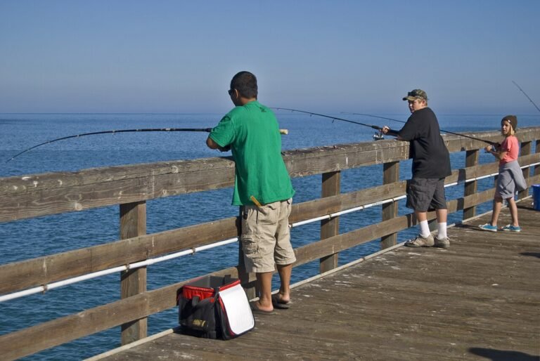 Anglers fishing from Goleta Pier in California